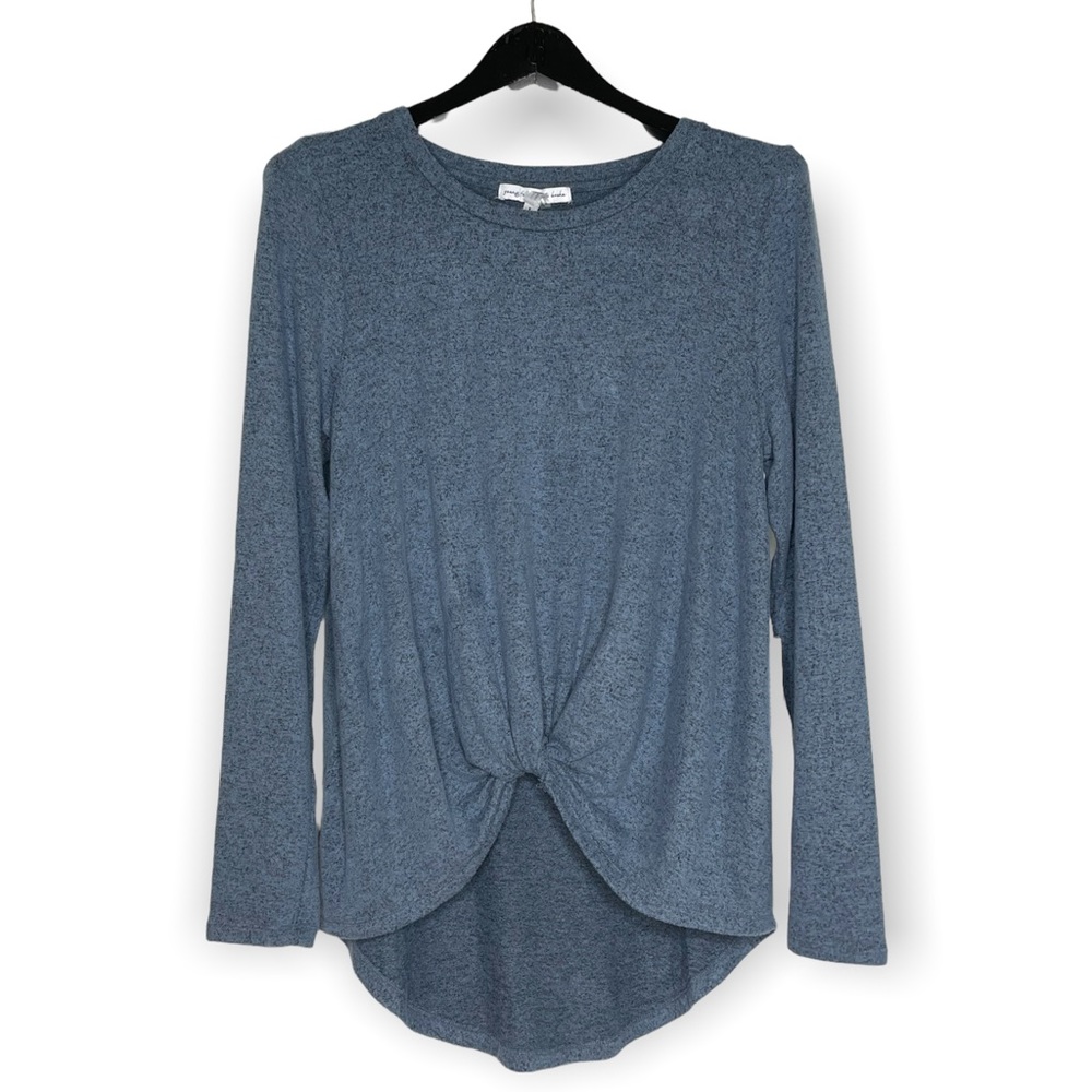 Young Fabulous & Broke Blue Marled Twist Front Soft Knit Top Size Large NWT - Picture 1 of 10